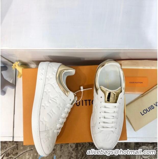 Discount Louis Vuitton Luxembourg Sneakers in Monogram Embossed Leather 83134 White/Gold 2020