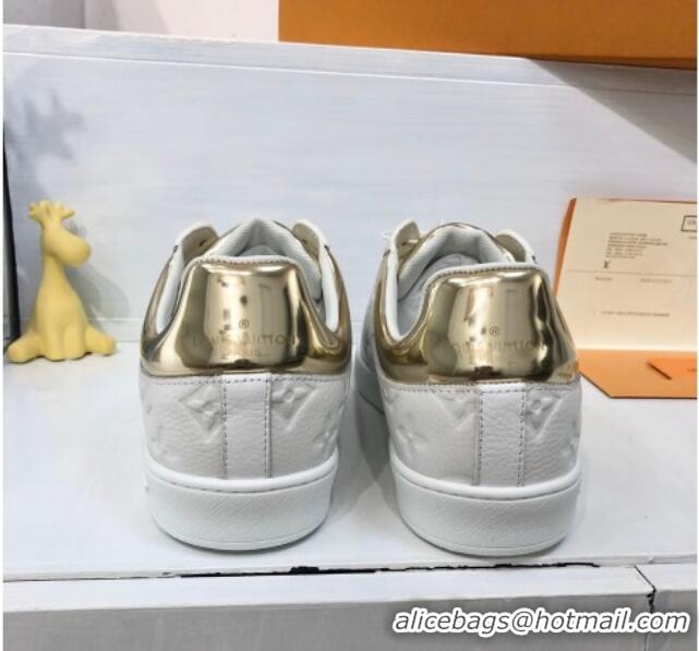 Discount Louis Vuitton Luxembourg Sneakers in Monogram Embossed Leather 83134 White/Gold 2020