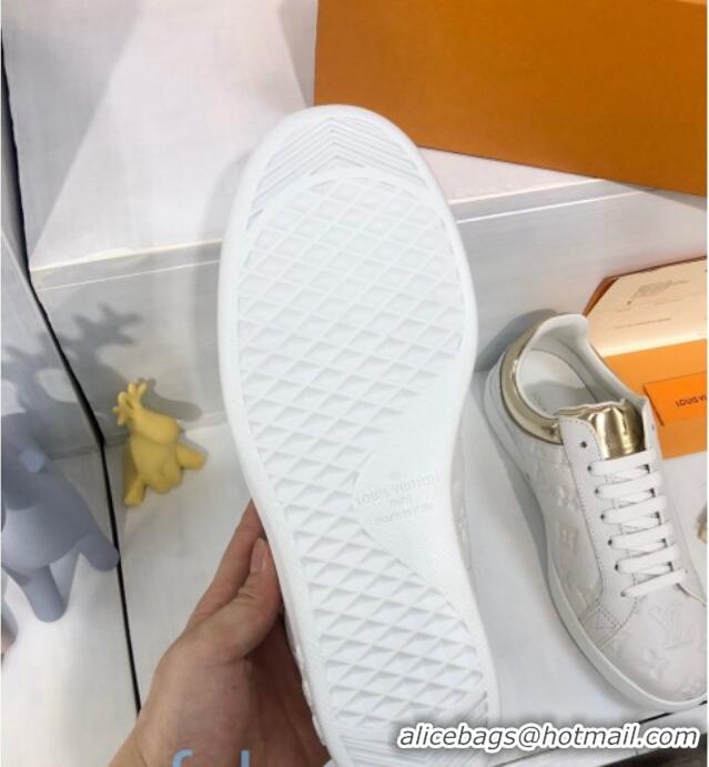 Discount Louis Vuitton Luxembourg Sneakers in Monogram Embossed Leather 83134 White/Gold 2020