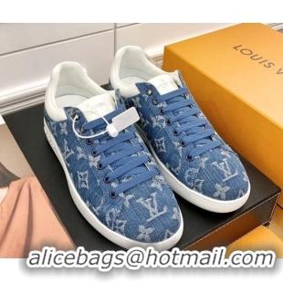 Top Design Louis Vuitton Luxembourg Sneakers in Blue Monogram Denim 83142