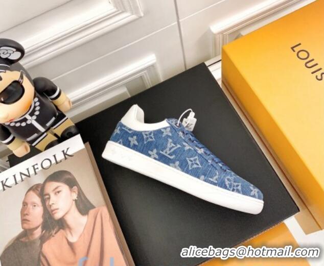 Top Design Louis Vuitton Luxembourg Sneakers in Blue Monogram Denim 83142