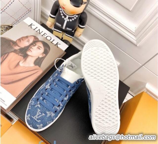 Top Design Louis Vuitton Luxembourg Sneakers in Blue Monogram Denim 83142