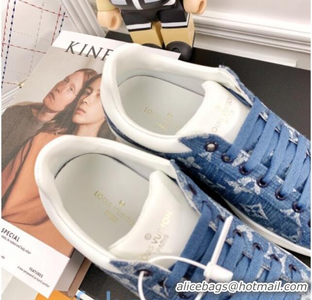 Top Design Louis Vuitton Luxembourg Sneakers in Blue Monogram Denim 83142