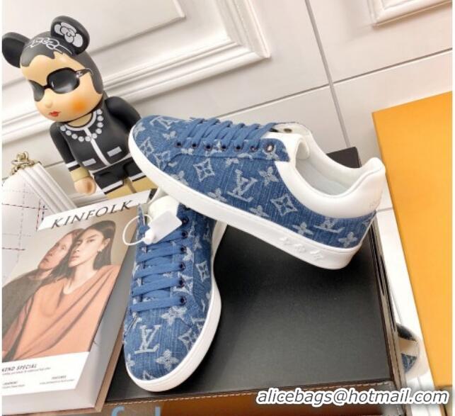 Top Design Louis Vuitton Luxembourg Sneakers in Blue Monogram Denim 83142