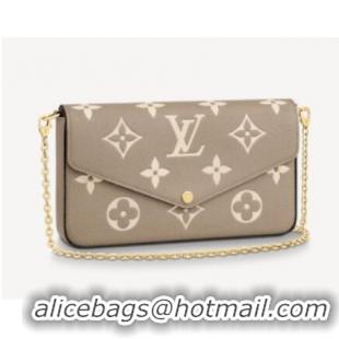 Top Design Louis Vuitton Original POCHETTE FELICIE Chain Bag M69977 grey