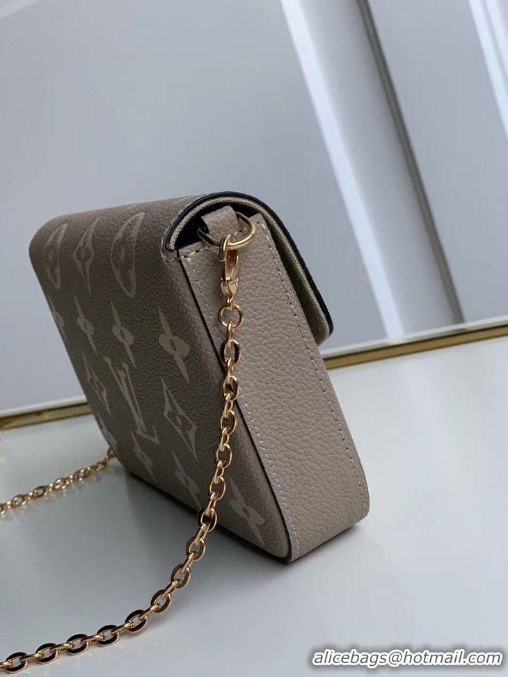 Top Design Louis Vuitton Original POCHETTE FELICIE Chain Bag M69977 grey