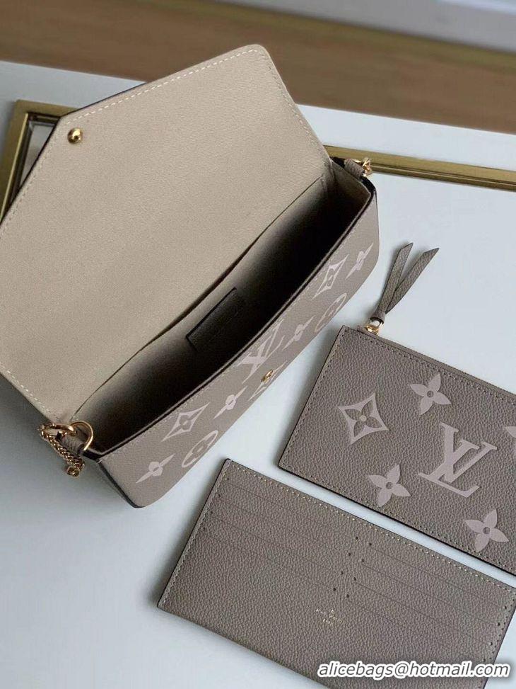 Top Design Louis Vuitton Original POCHETTE FELICIE Chain Bag M69977 grey