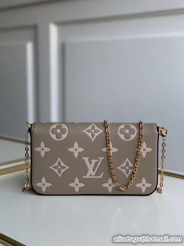 Top Design Louis Vuitton Original POCHETTE FELICIE Chain Bag M69977 grey