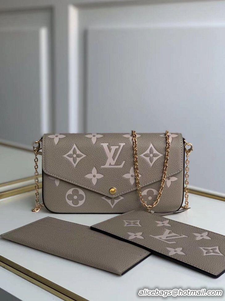 Top Design Louis Vuitton Original POCHETTE FELICIE Chain Bag M69977 grey