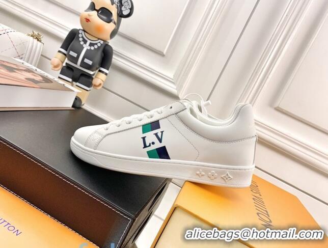 Well Crafted Louis Vuitton Luxembourg LV Stripes Sneakers White/Green 83145