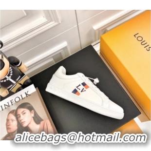 Popular Style Louis Vuitton Luxembourg LV Stripes Sneakers White/Orange 83145