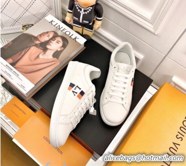 Popular Style Louis Vuitton Luxembourg LV Stripes Sneakers White/Orange 83145