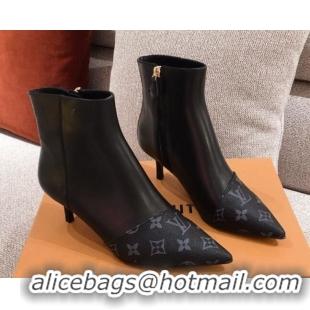 Most Popular Louis Vuitton Cherie Ankle Boots 1A8834 Black Leather/Monogram Canvas 2020