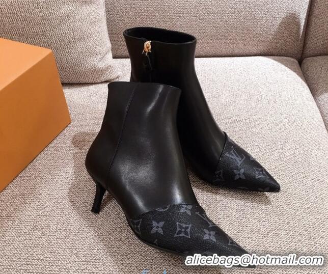 Most Popular Louis Vuitton Cherie Ankle Boots 1A8834 Black Leather/Monogram Canvas 2020