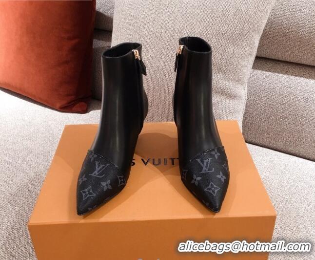 Most Popular Louis Vuitton Cherie Ankle Boots 1A8834 Black Leather/Monogram Canvas 2020