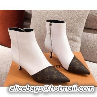 Trendy Design Louis Vuitton Cherie Ankle Boots 1A8834 White Leather/Brown Monogram Canvas 2020