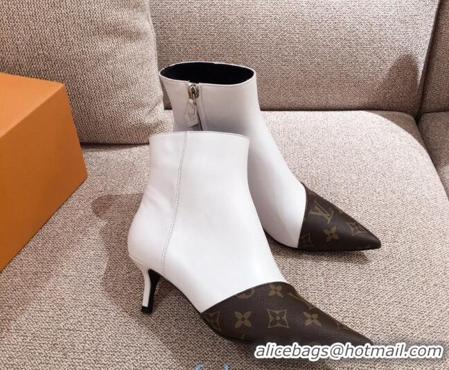 Trendy Design Louis Vuitton Cherie Ankle Boots 1A8834 White Leather/Brown Monogram Canvas 2020