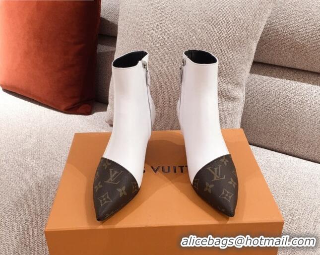 Trendy Design Louis Vuitton Cherie Ankle Boots 1A8834 White Leather/Brown Monogram Canvas 2020