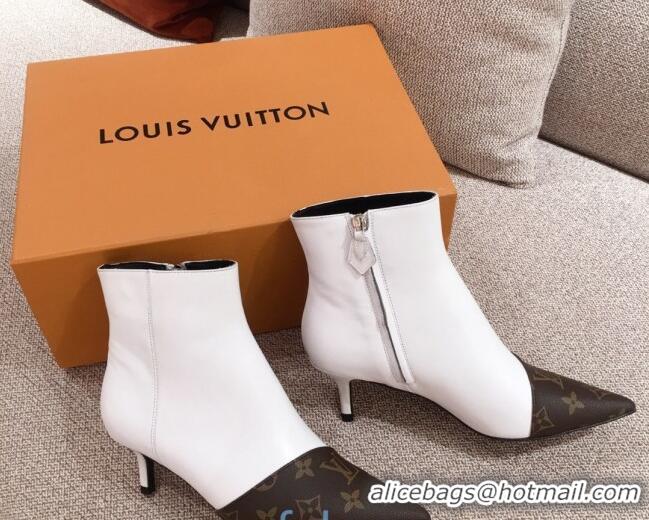 Trendy Design Louis Vuitton Cherie Ankle Boots 1A8834 White Leather/Brown Monogram Canvas 2020