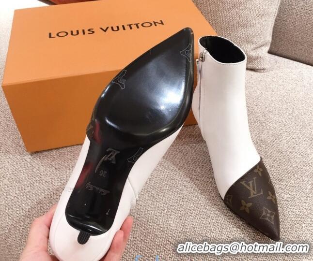 Trendy Design Louis Vuitton Cherie Ankle Boots 1A8834 White Leather/Brown Monogram Canvas 2020