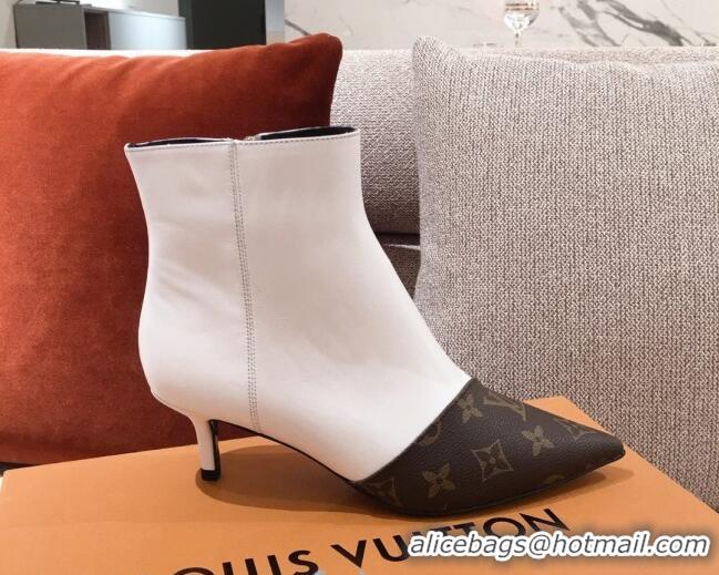 Trendy Design Louis Vuitton Cherie Ankle Boots 1A8834 White Leather/Brown Monogram Canvas 2020