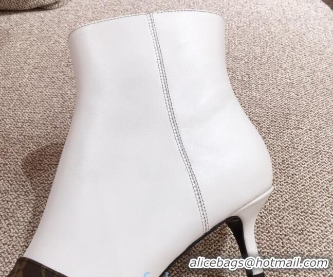 Trendy Design Louis Vuitton Cherie Ankle Boots 1A8834 White Leather/Brown Monogram Canvas 2020