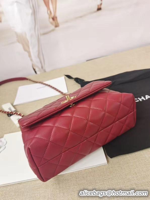 Traditional Discount Chanel Original Lather Flap Bag AS2044 red