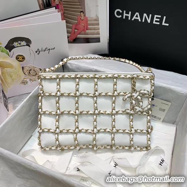 Free Shipping Chanel Original Lambskin Small shopping bag AS1382 white