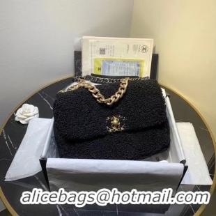 Good Quality Chanel 19 wool flap bag AS1160 black