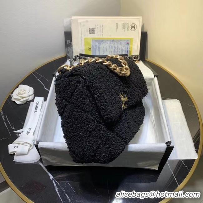 Good Quality Chanel 19 wool flap bag AS1160 black