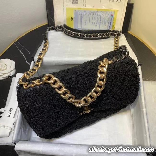 Good Quality Chanel 19 wool flap bag AS1160 black