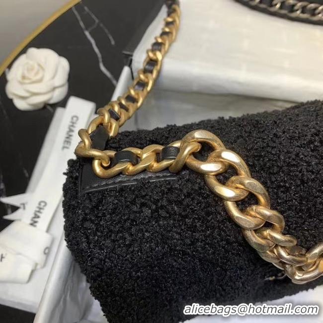 Good Quality Chanel 19 wool flap bag AS1160 black