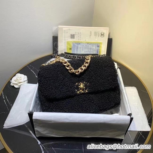 Good Quality Chanel 19 wool flap bag AS1160 black