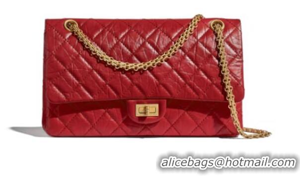 Luxury Cheap Chanel 2.55 Calfskin Flap Bag A37587 red