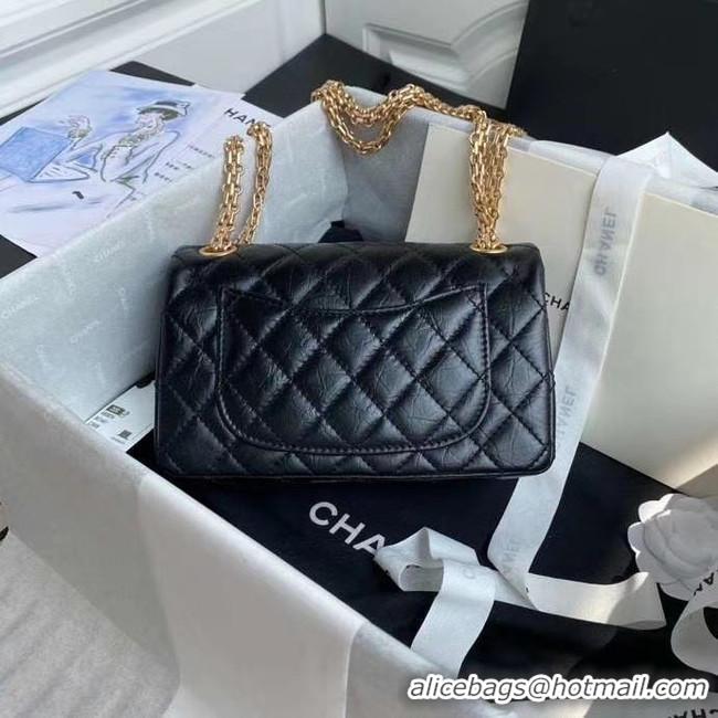 New Design Chanel 2.55 Calfskin Flap Bag A37586 black