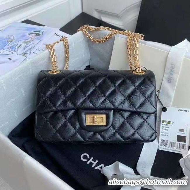 New Design Chanel 2.55 Calfskin Flap Bag A37586 black