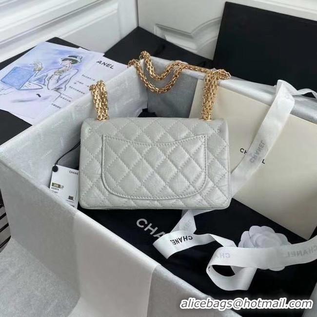 Buy Luxury Chanel 2.55 Calfskin Flap Bag A37586 light grey