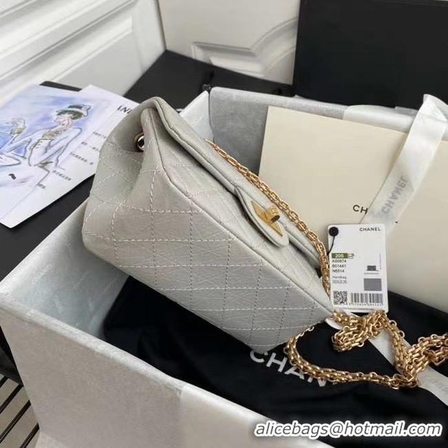 Buy Luxury Chanel 2.55 Calfskin Flap Bag A37586 light grey