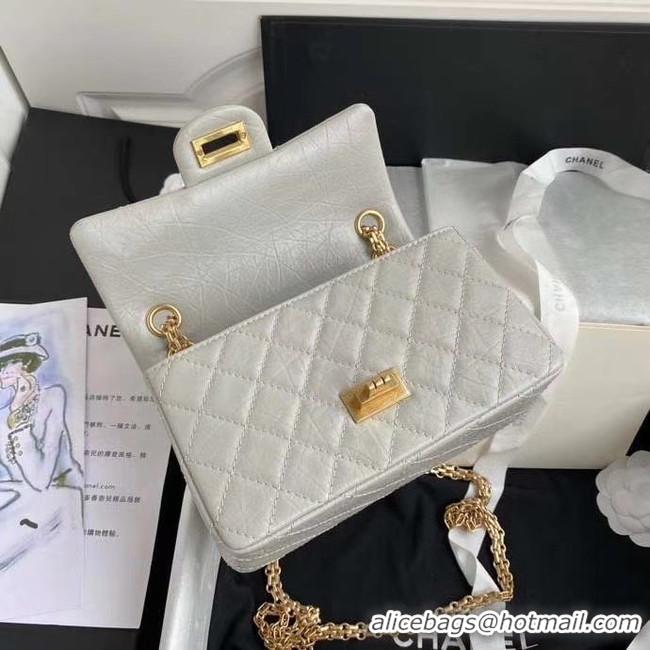 Buy Luxury Chanel 2.55 Calfskin Flap Bag A37586 light grey