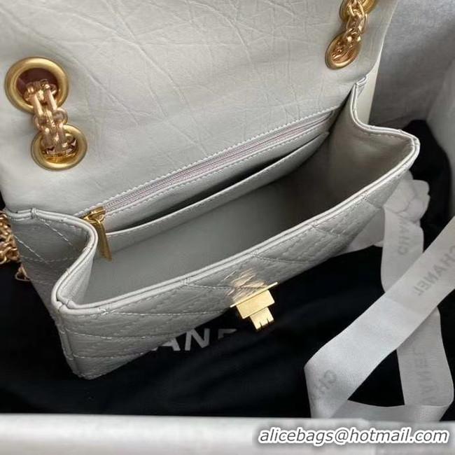 Buy Luxury Chanel 2.55 Calfskin Flap Bag A37586 light grey