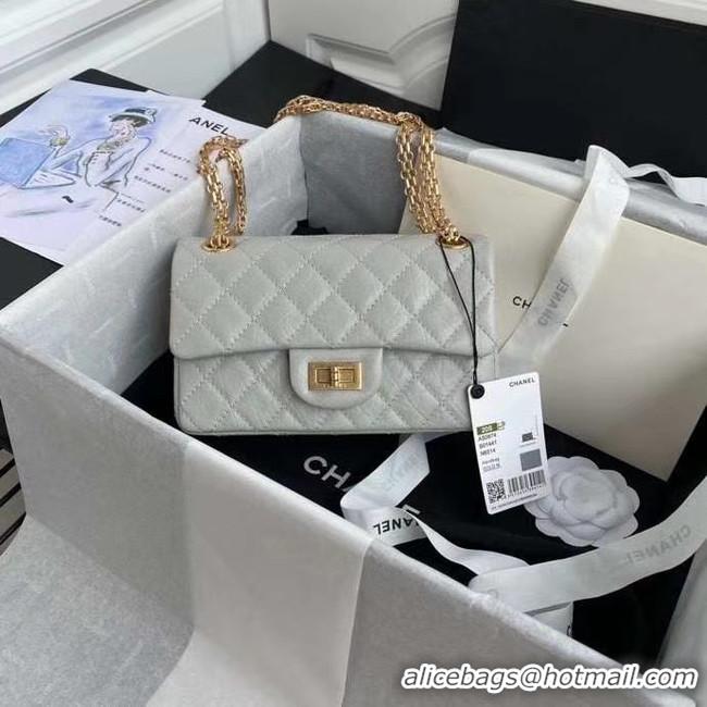 Buy Luxury Chanel 2.55 Calfskin Flap Bag A37586 light grey