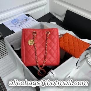 Buy Fashionable Chanel Original Lather Shopping bag AS1844 red