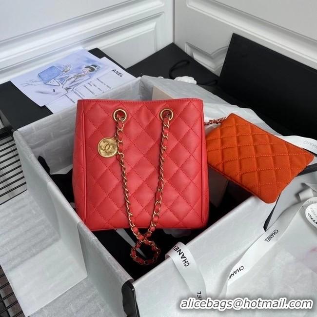 Buy Fashionable Chanel Original Lather Shopping bag AS1844 red