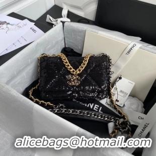 Traditional Discount Chanel 19 Chain Wallet WOC AP0957 black