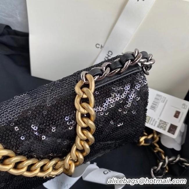 Traditional Discount Chanel 19 Chain Wallet WOC AP0957 black