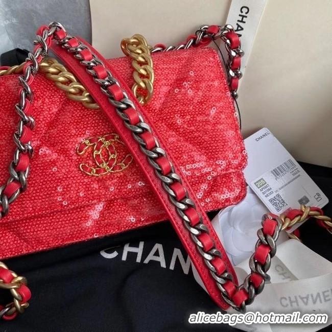 Chic Reproduction Chanel 19 Chain Wallet WOC AP0957 red