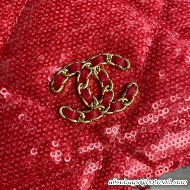 Chic Reproduction Chanel 19 Chain Wallet WOC AP0957 red