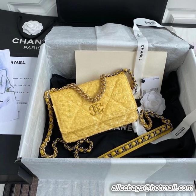 Good Quality Chanel 19 Chain Wallet WOC AP0957 yellow