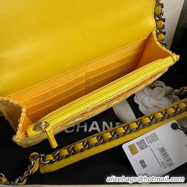 Good Quality Chanel 19 Chain Wallet WOC AP0957 yellow