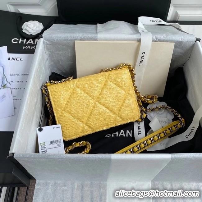 Good Quality Chanel 19 Chain Wallet WOC AP0957 yellow